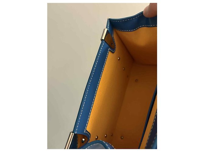Borsa a mano Goyard Saigon PM blu in pelle - vista 3