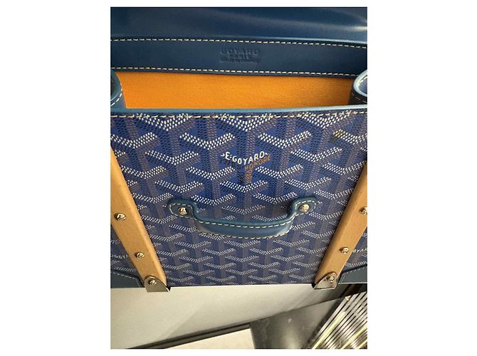 Borsa a mano Goyard Saigon PM blu in pelle - vista 4