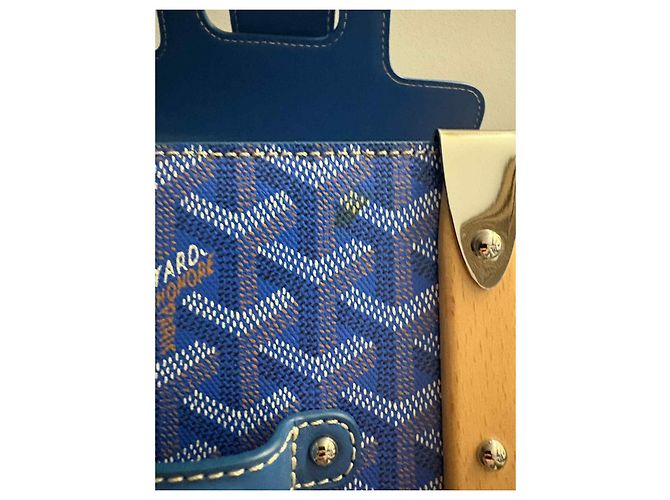 Borsa a mano Goyard Saigon PM blu in pelle - vista 5
