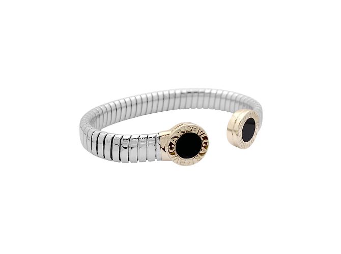 Pulsera Bulgari, "Bulgari-Bulgari", acero, oro amarillo y ónice. 35154 - vista 2
