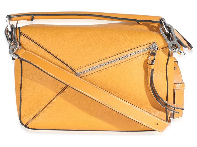 Borsa Puzzle Piccola in Pelle di Vitello Grana Gialla Loewe Giallo - vista 2