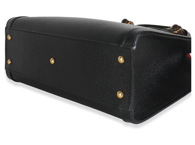 Borsa Diana Small in pelle di vitello testurizzata nera e grigia polverosa Gucci con web. Nero - vista 7