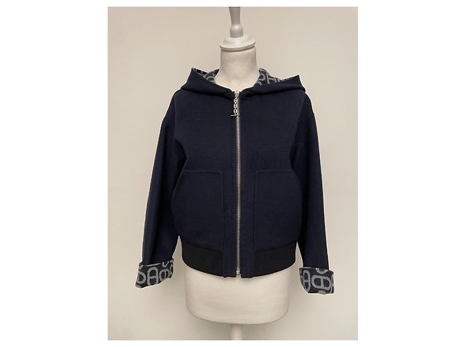 Giacca Bomber Hermès Blu Navy Lana - vista 5