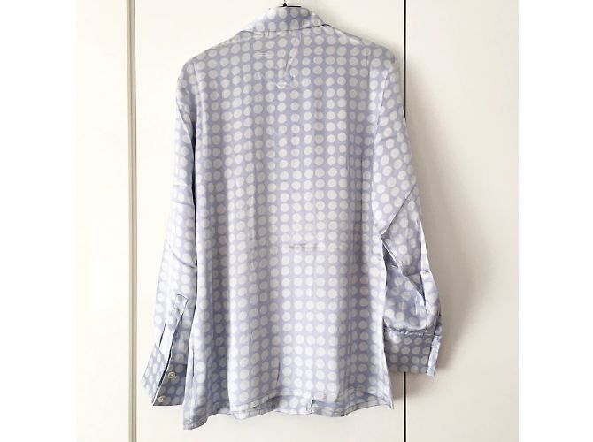 Equipment Blusa de Seda Satinada com Bolinhas Branco e Lavanda Roxo - vista 5