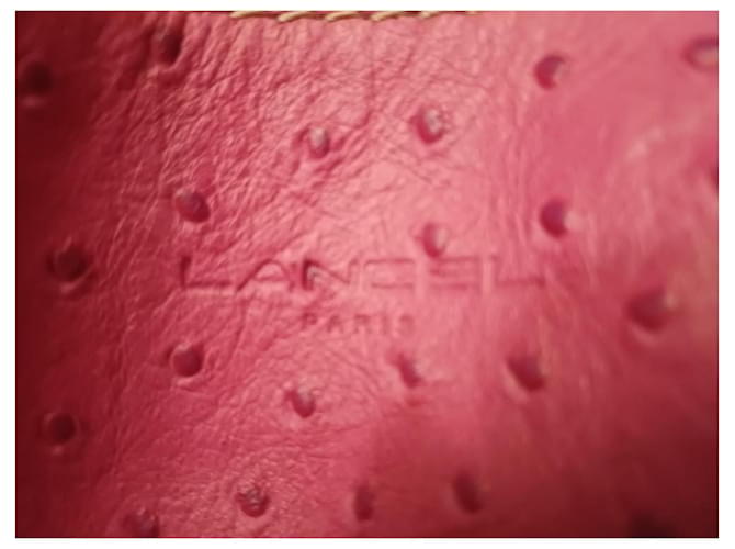 Lancel Borsa a secchiello in struzzo con manico dorato e charm. Rosa - vista 4