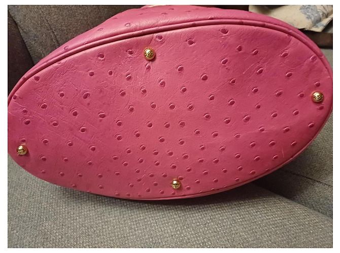 Lancel Borsa a secchiello in struzzo con manico dorato e charm. Rosa - vista 6
