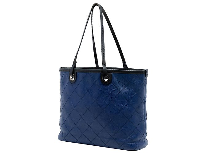 Chanel Blauer gesteppter Kaviar Shopping Fever Tote - Ansicht 2