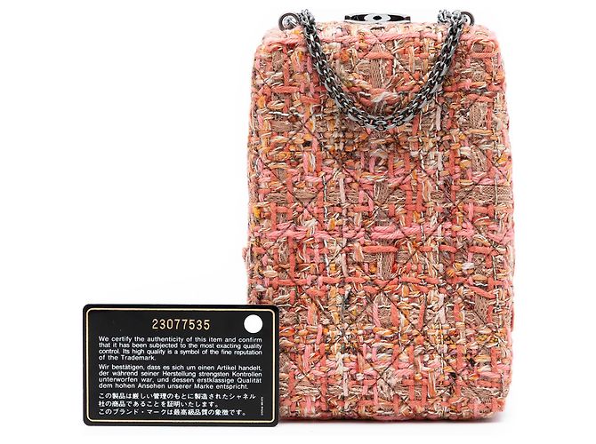 Chanel Rosa CC Tweed Catena Scatola Verticale Crossbody - vista 8