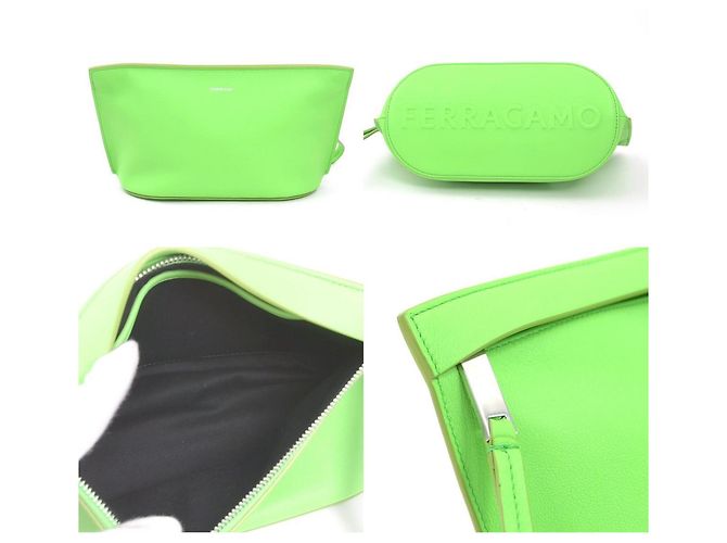 Clutch in pelle verde Salvatore Ferragamo - vista 3