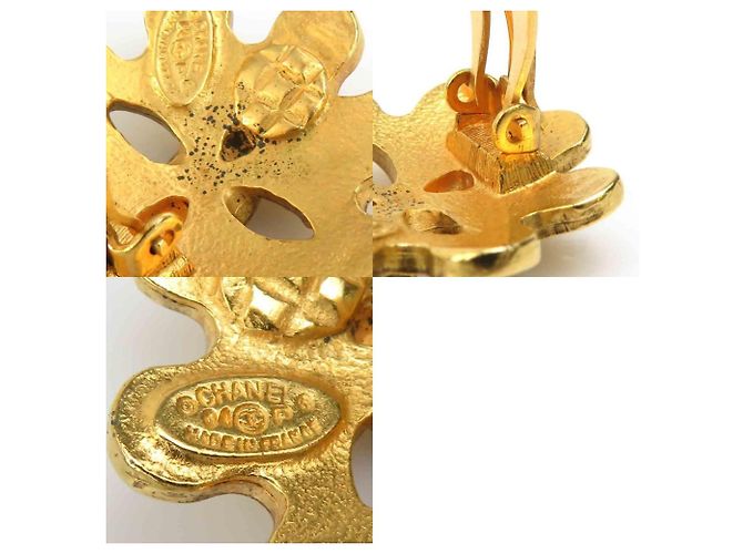 Orecchini a clip in metallo dorato Chanel Coco Mark D'oro - vista 5