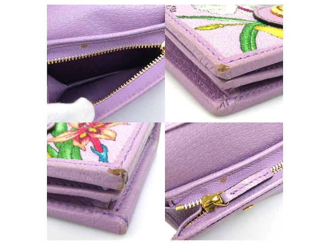 Billetera bifold de lona y cuero Gucci Flora Púrpura - vista 4