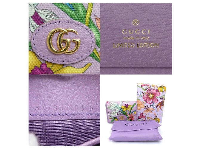 Billetera bifold de lona y cuero Gucci Flora Púrpura - vista 5