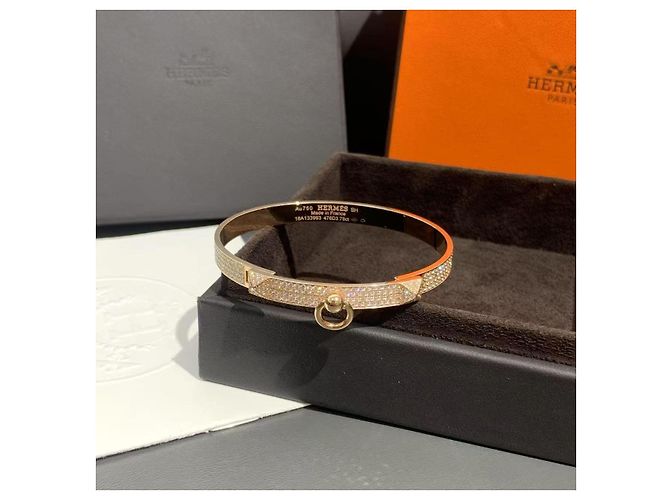 Armband Modell Small Collier de Chien von Hermès aus 18k Roségold mit Diamanten. Golden - vista 4