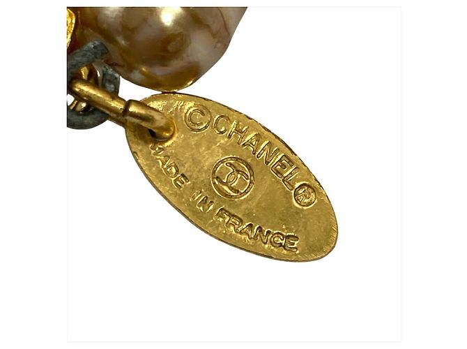 Collana Lunga Chanel in Oro con Perla Finta e Strass D'oro - vista 5