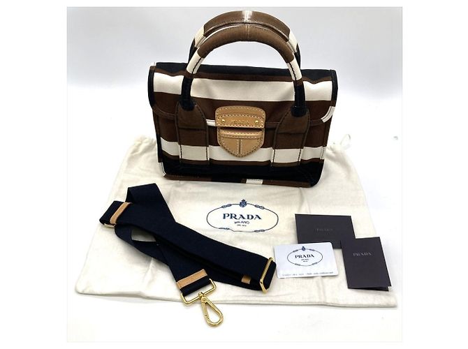 Borsa in tela Prada BN2119 Marrone Multicolore - vista 14