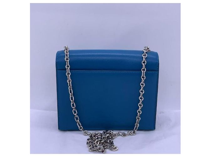 Borsa mini Verrou Chaine Hermès in pelle blu Tanzania - vista 2
