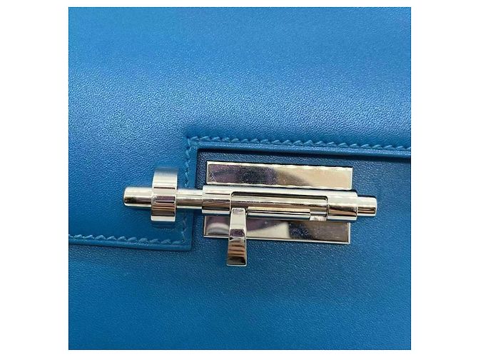 Borsa mini Verrou Chaine Hermès in pelle blu Tanzania - vista 4
