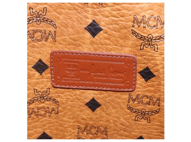 Borsa a spalla MCM Visetos in PVC Marrone - vista 7