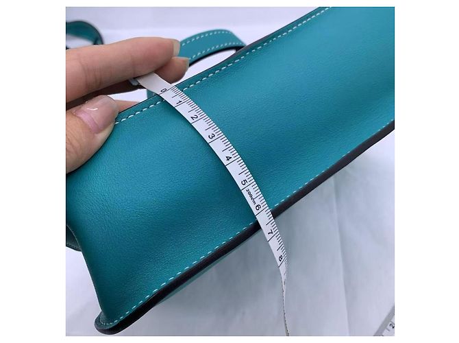 Mini Halzan 22 in pelle di vitello Swift Bleu Paon di Hermès Blu - vista 4