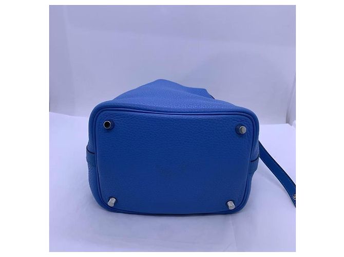Borsa Hermès Picotin Lock 18 in pelle Clemence blu - vista 3