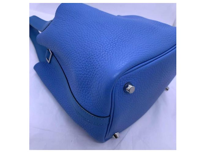 Borsa Hermès Picotin Lock 18 in pelle Clemence blu - vista 4