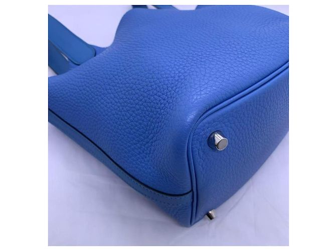Borsa Hermès Picotin Lock 18 in pelle Clemence blu - vista 5