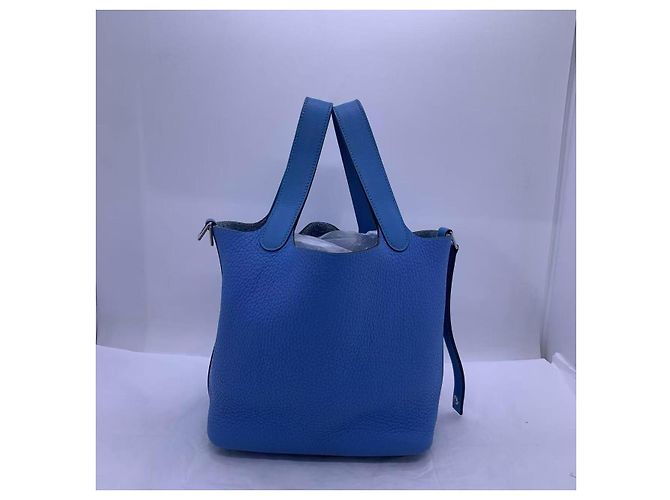 Borsa Hermès Picotin Lock 18 in pelle Clemence blu - vista 9