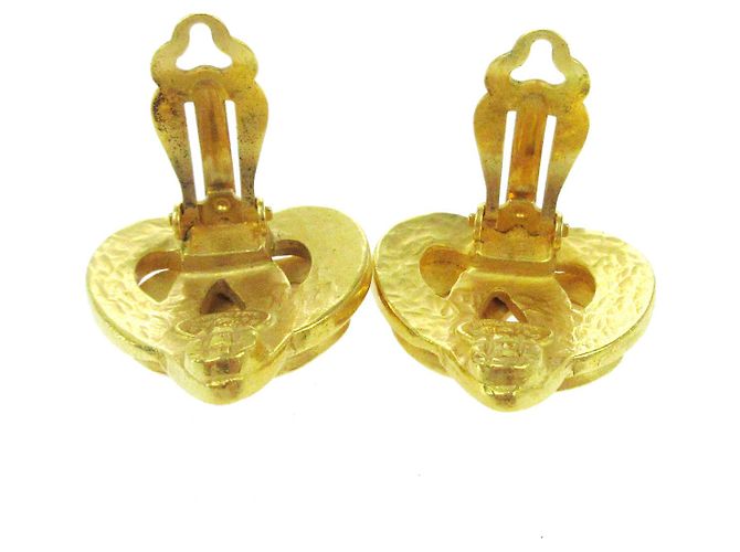 Chanel Vintage CC Heart Clip-On Metal Small Golden - view 2