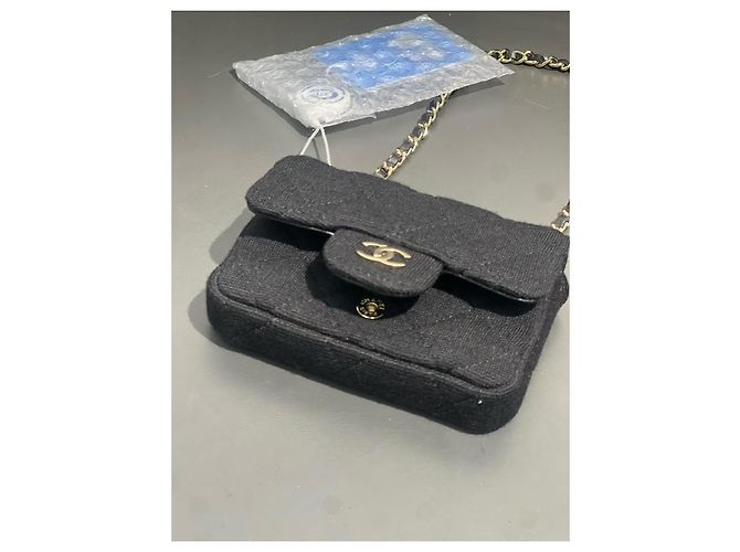 Borsa a cintura micro mini in tessuto jersey trapuntato nero Chanel - vista 2