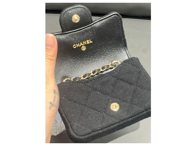 Borsa a cintura micro mini in tessuto jersey trapuntato nero Chanel - vista 4