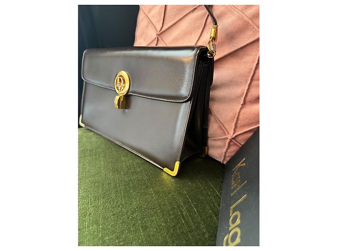 Borsa a mano Christian Dior in pelle marrone - vista 3