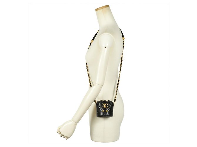 CHANEL Mini Borsa a Spalla Matelassé con Catena Nero - vista 8