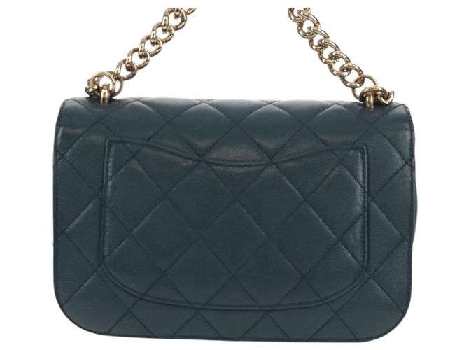 Chanel Chain Shoulder Bag Leather Blue - view 2