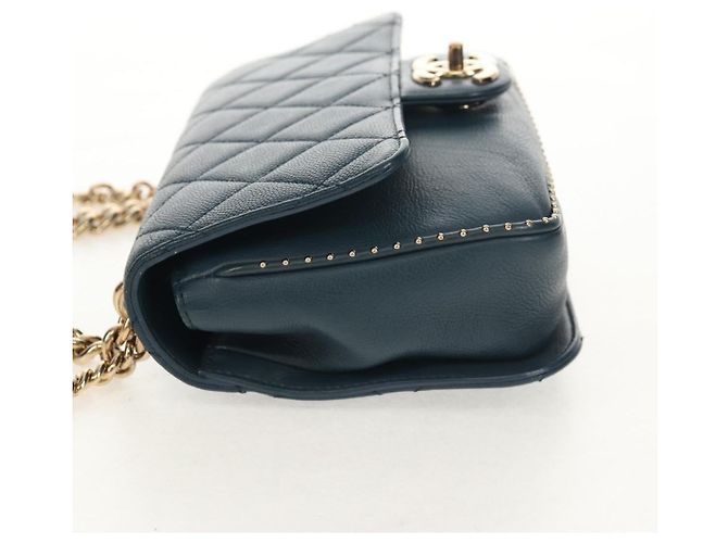 Chanel Chain Shoulder Bag Leather Blue - view 3
