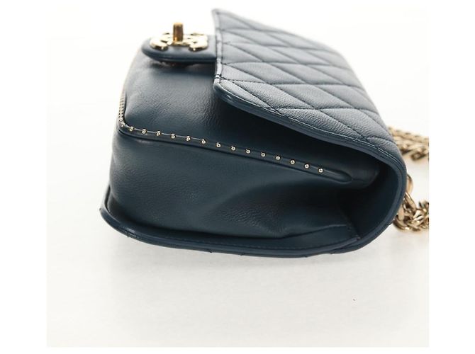 Chanel Chain Shoulder Bag Leather Blue - view 4