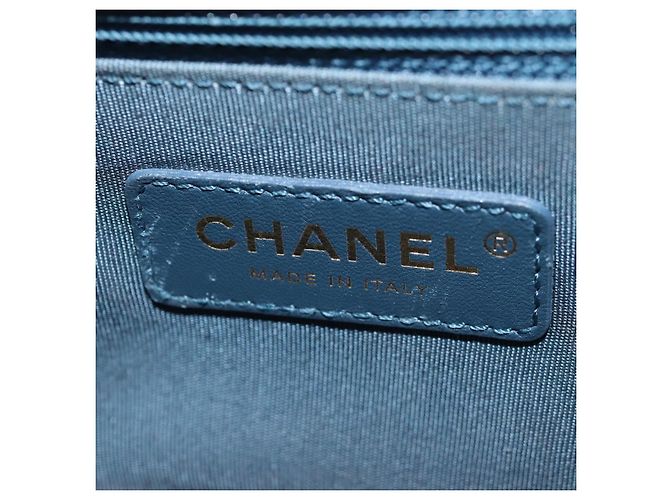 Chanel Chain Shoulder Bag Leather Blue - view 6