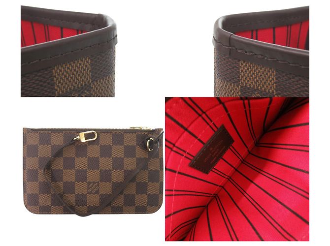 Borsa tote Louis Vuitton Neverfull PM Damier Cerise Marrone Fuschia - vista 10