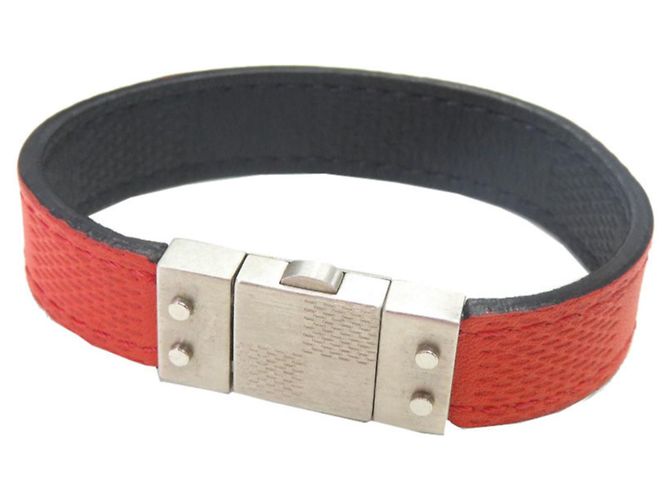 Pulsera charm reversible Damier Infini Louis Vuitton Negro Roja - vista 8