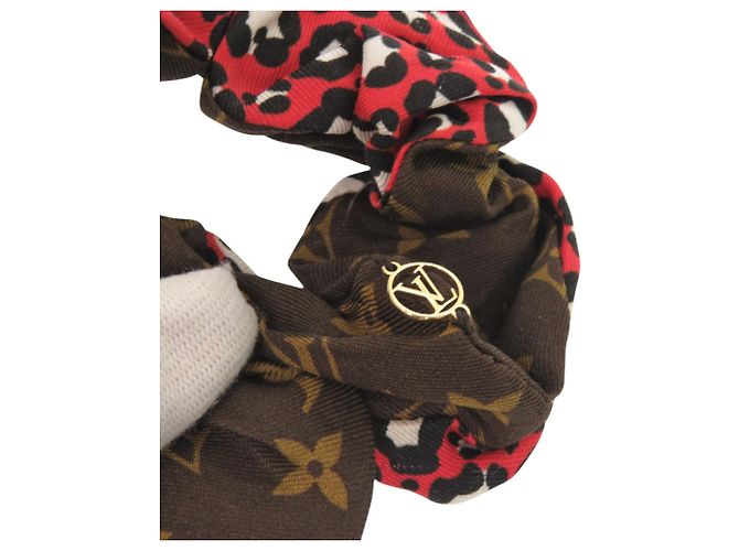 Scrunchie Be Mindful Louis Vuitton Castaño Roja Azul - vista 3