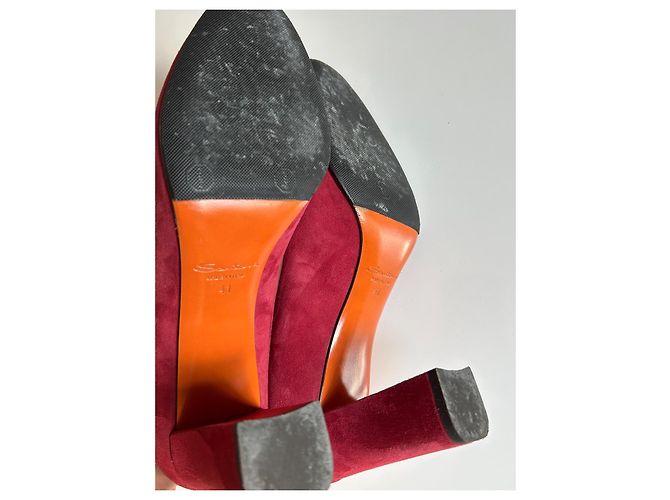 Escarpins Santoni en daim pourpre taille 41 Bordeaux Violet foncé - vue 11
