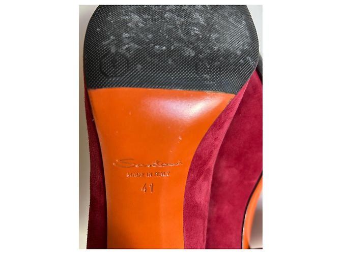 Escarpins Santoni en daim pourpre taille 41 Bordeaux Violet foncé - vue 12