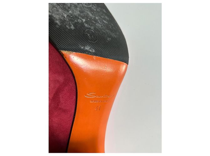 Escarpins Santoni en daim pourpre taille 41 Bordeaux Violet foncé - vue 13