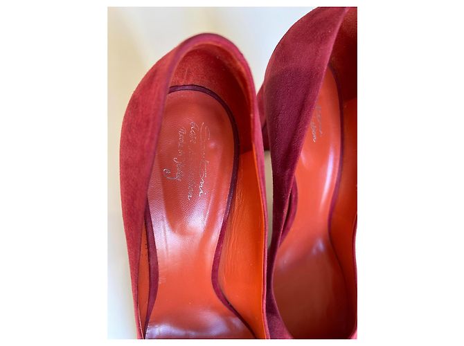 Escarpins Santoni en daim pourpre taille 41 Bordeaux Violet foncé - vue 4