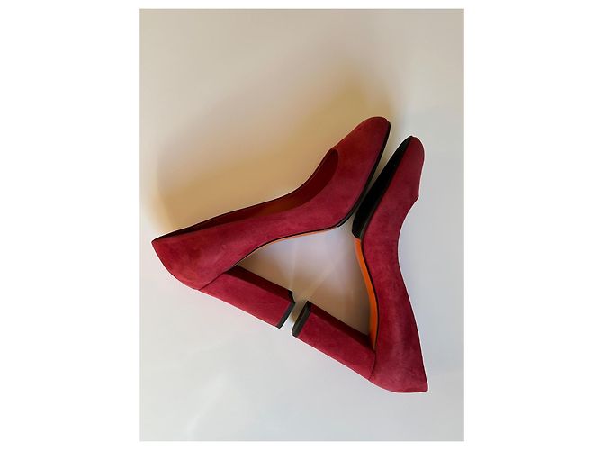 Escarpins Santoni en daim pourpre taille 41 Bordeaux Violet foncé - vue 7