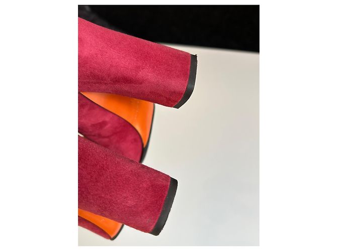 Escarpins Santoni en daim pourpre taille 41 Bordeaux Violet foncé - vue 9