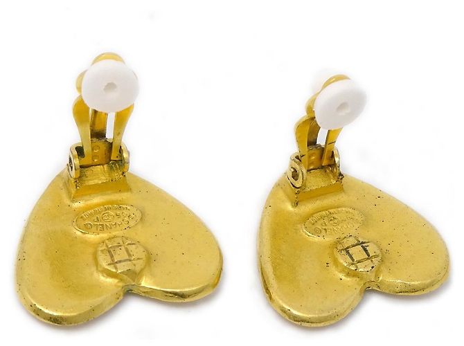 Chanel Vintage CC Heart Clip-On Metal Small D'oro - vista 2