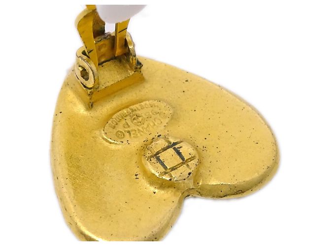 Chanel Vintage CC Heart Clip-On Metal Small D'oro - vista 3