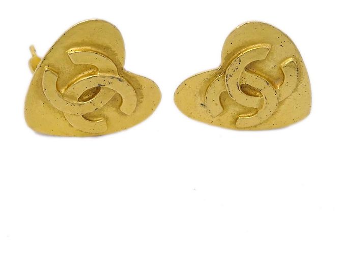 Chanel Vintage CC Heart Clip-On Metal Small D'oro - vista 4