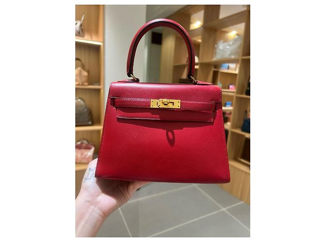 Hermès Borsa Kelly 20 Sellier in pelle Epsom Rosso - vista 3