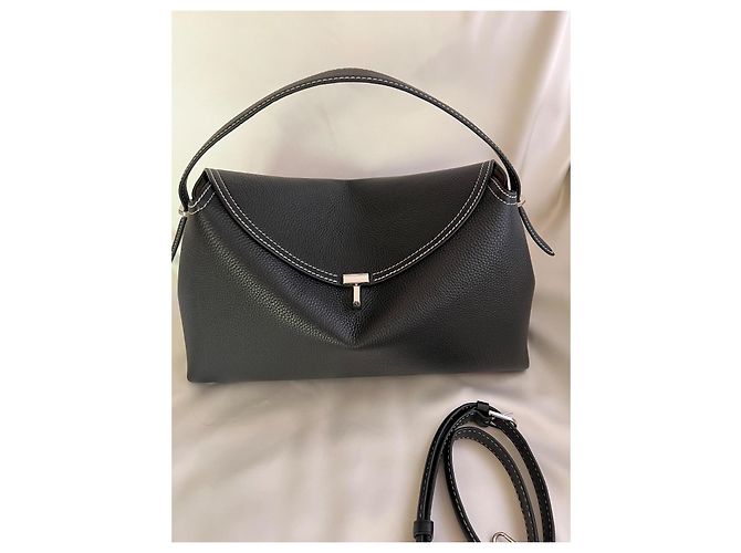 Borsa a mano Totême T-Lock in pelle granulata nera Nero - vista 2
